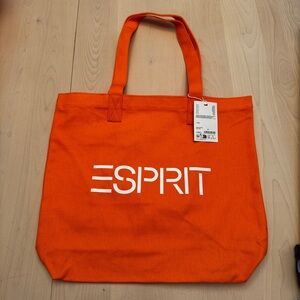 ESPRIT Vintage Throw-back 90's Orange Canvas Tote Authentic NWT